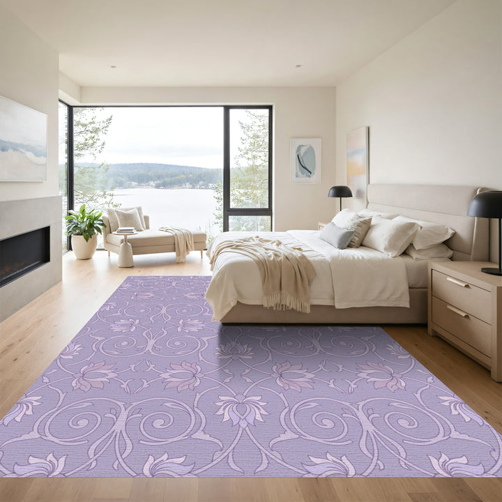 Lila Floral Scroll Swirl Rug