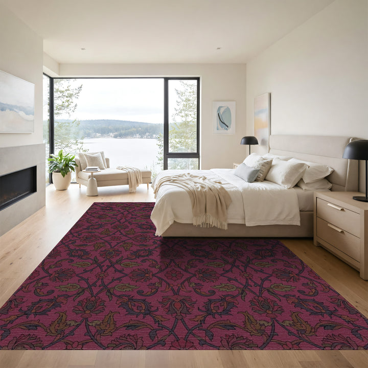 Rich Magenta Floral Arch Rug