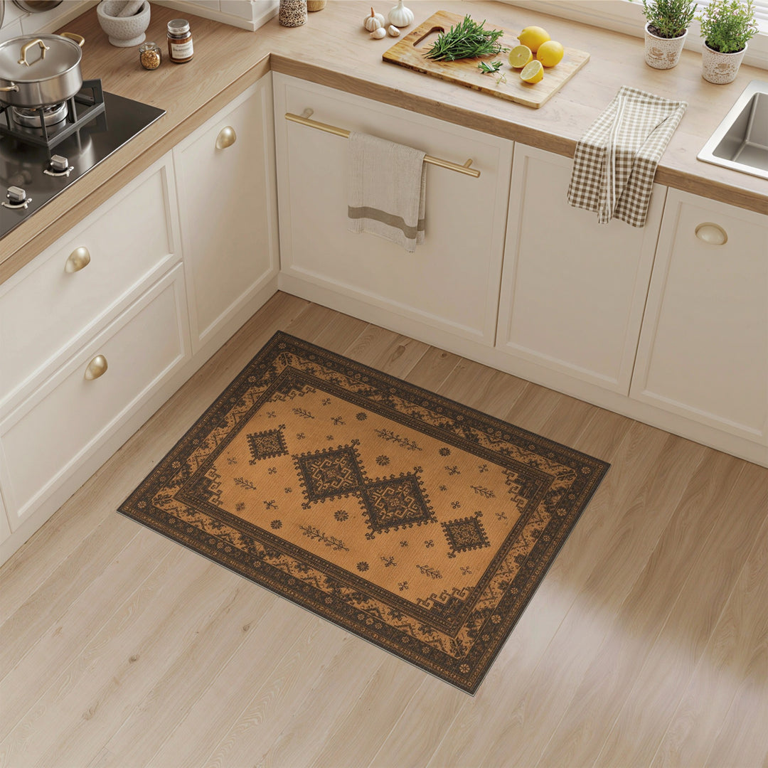 Southwestern Brown Tan Geometric Brown and Tan Area Rug