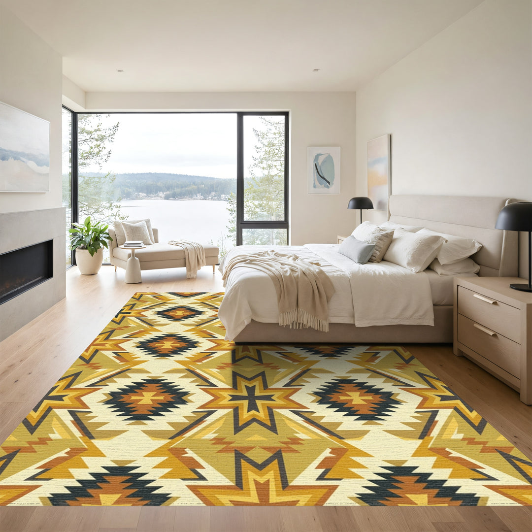 Golden Earth Geometric Star Relic Rug