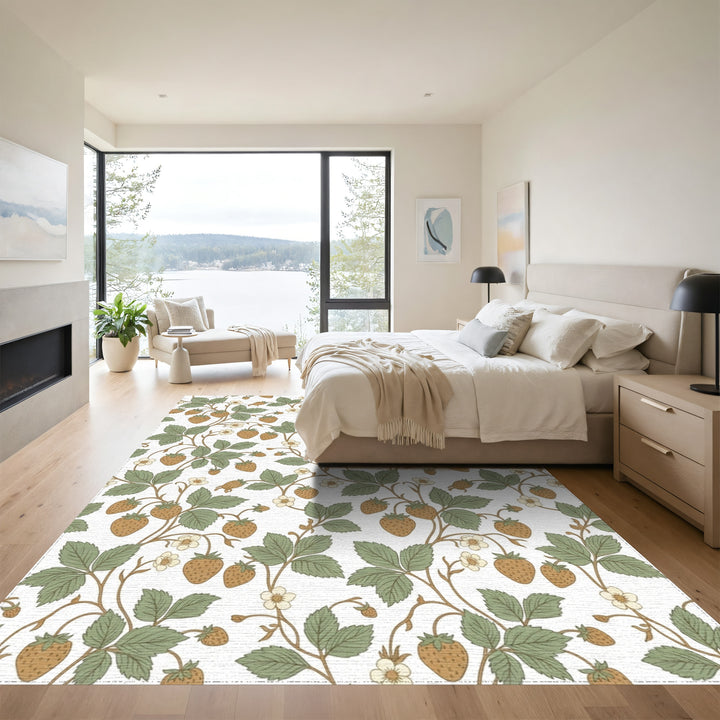 Brown Strawberry Vine Botanical Swirl Rug