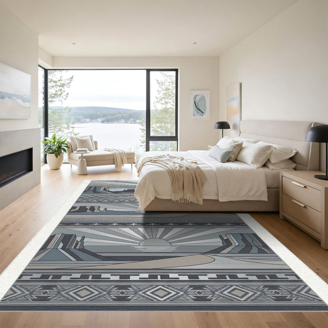 Desert Sun Geometric Tribal Landscape Rug