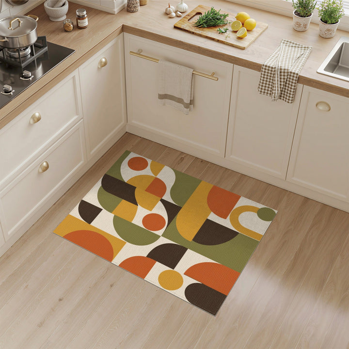 Warm Geometric Abstract Area Rug