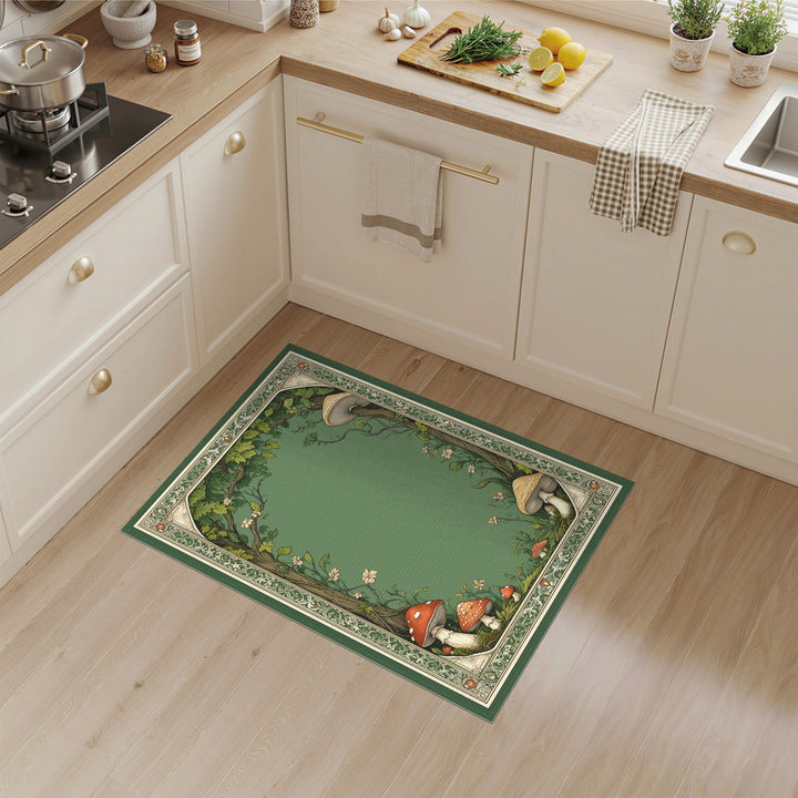 Enchanted Forest Mushroom Green Area Rug