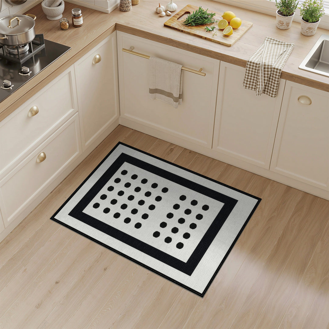 Black and White Black Dot Geometric Area Rug
