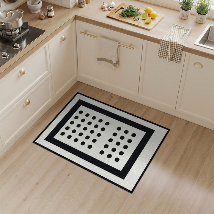Black and White Black Dot Geometric Area Rug