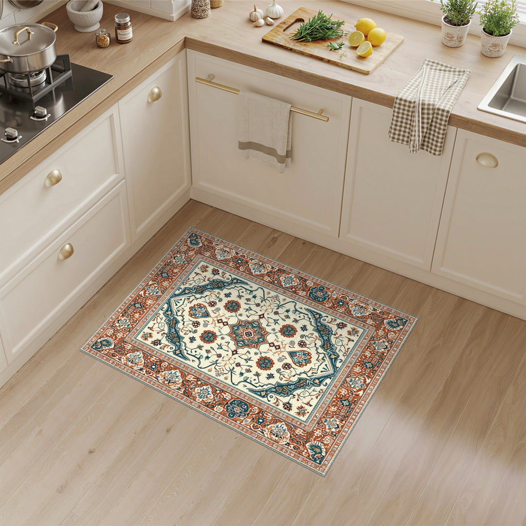 Traditional Persian Teal Blue Persian Medallion Area Rug