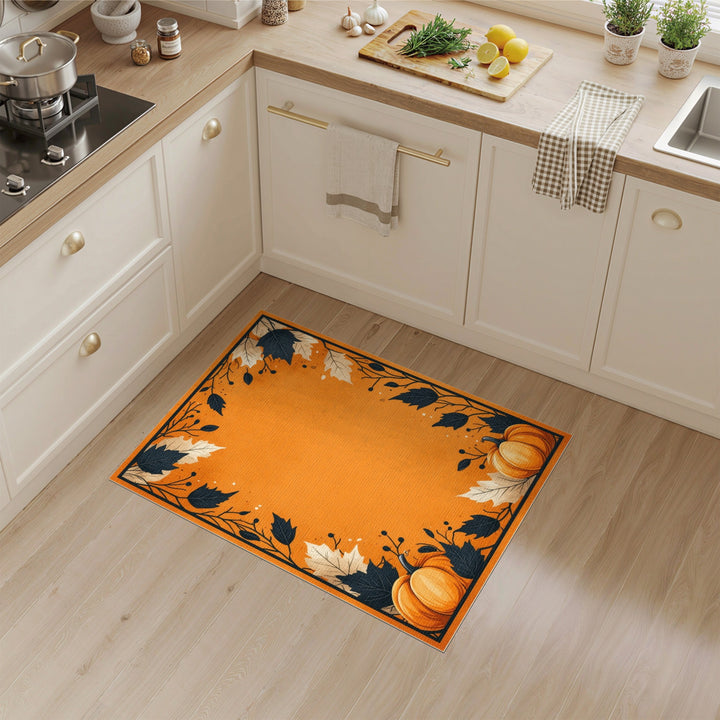 Autumn Pumpkin Orange Washable Rug