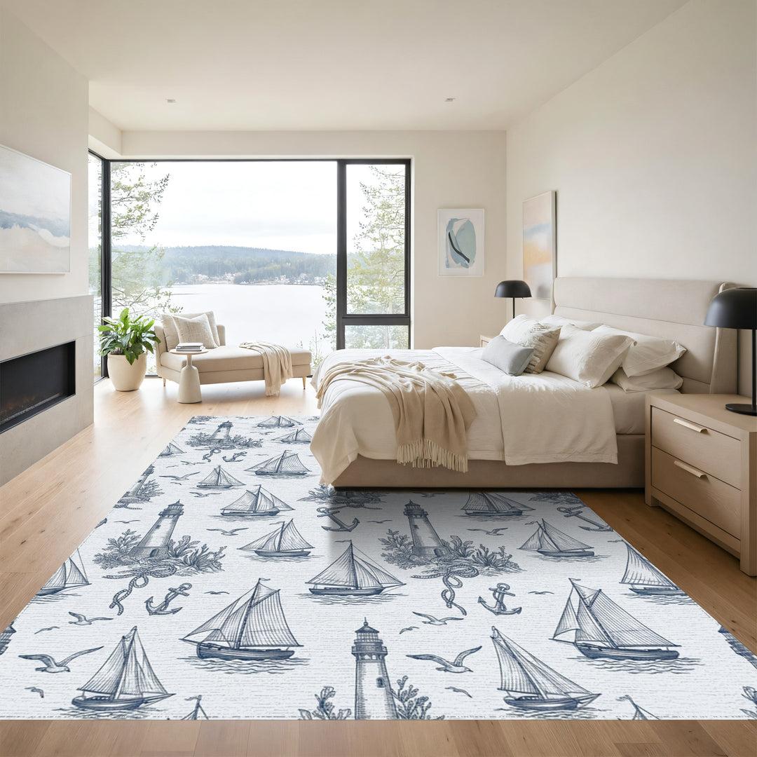 Nautical Lighthouse Sailboat Anchor Collection Rug