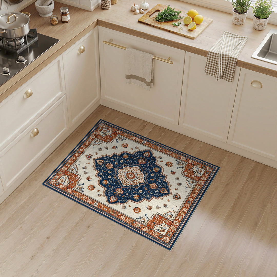Navy Blue Persian Medallion Area Rug