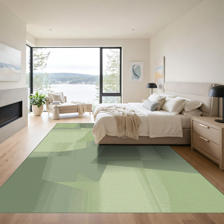 Abstract Sage Geometric Overlay Rug