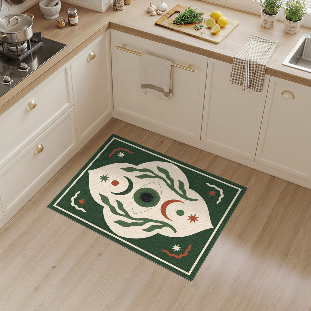 Green Mystic Eye Boho Area Rug