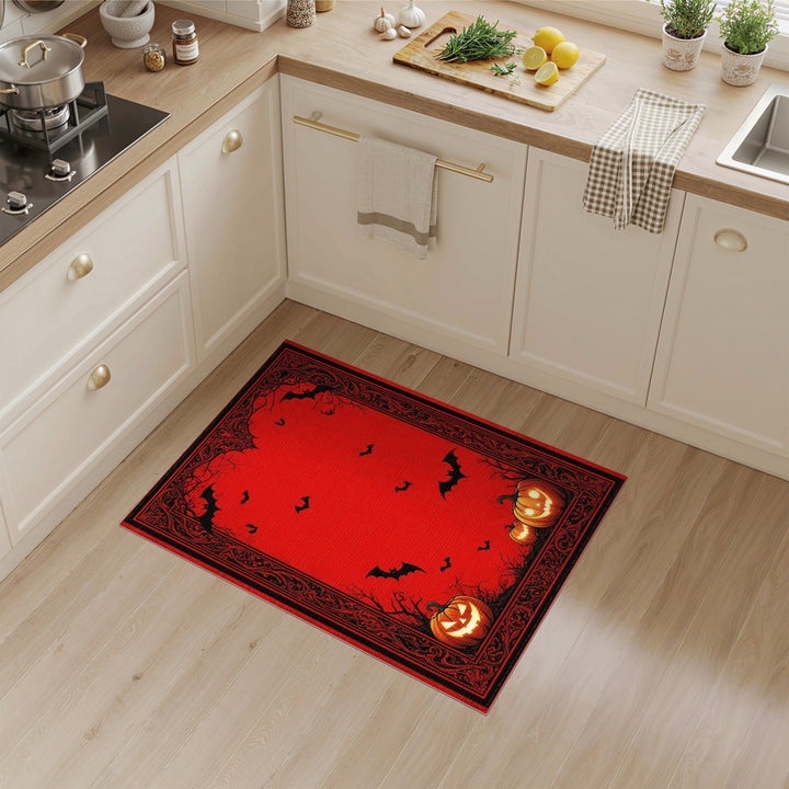 Spooky Red Halloween Pumpkins Area Rug