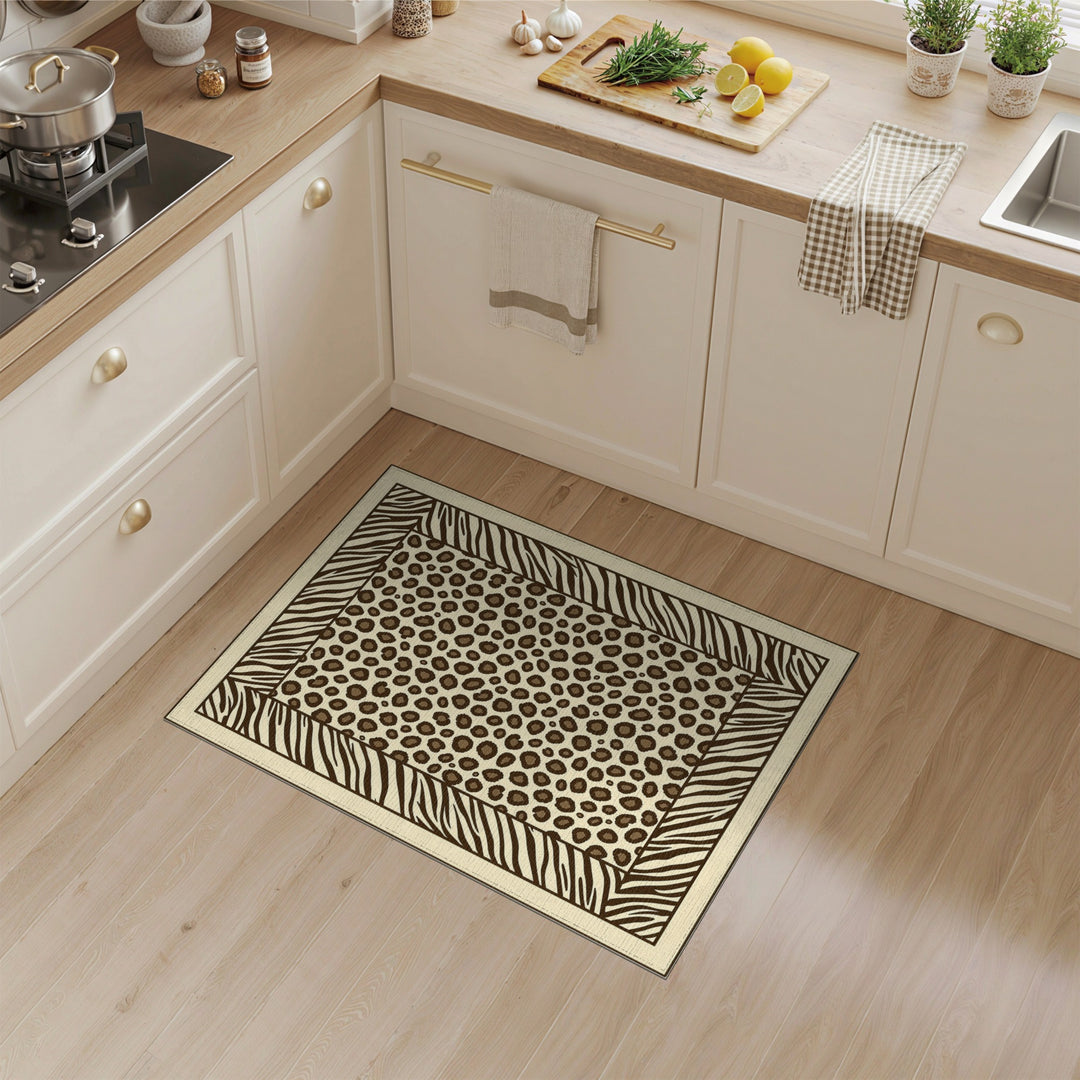 Leopard Zebra Print Area Rug in Brown Tan
