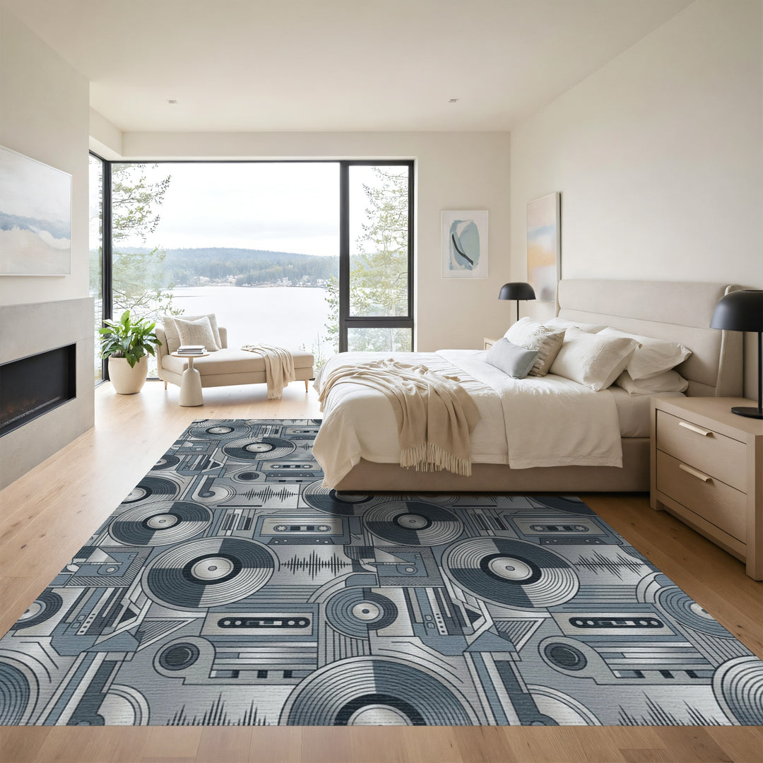Retro Vintage Cassette Vinyl Soundwave Rug