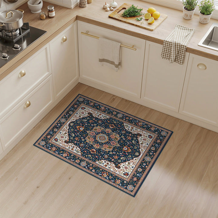 Medallion Navy Blue Persian Floral Medallion Area Rug