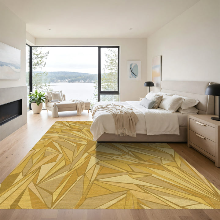 Golden Crystal Shard Geometric Rug