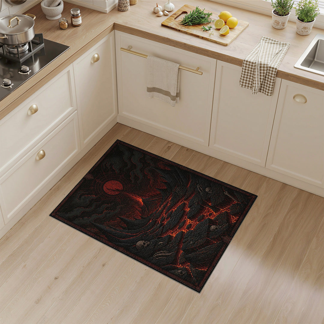Lava Skull Inferno Red Area Rug