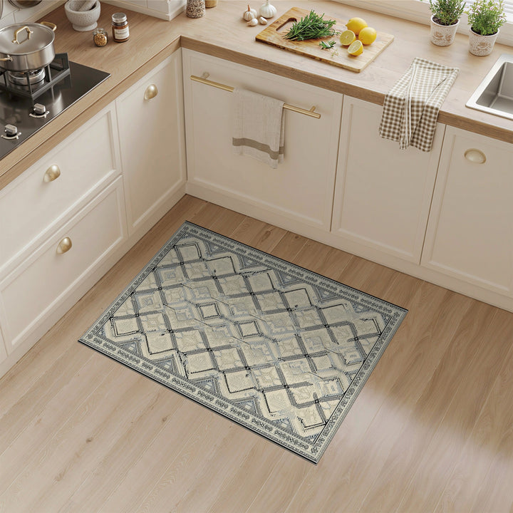 Beige Geometric Diamond Area Rug