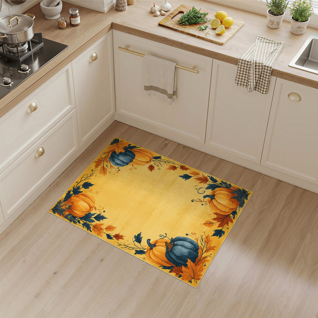 Yellow Pumpkin Harvest Area Rug