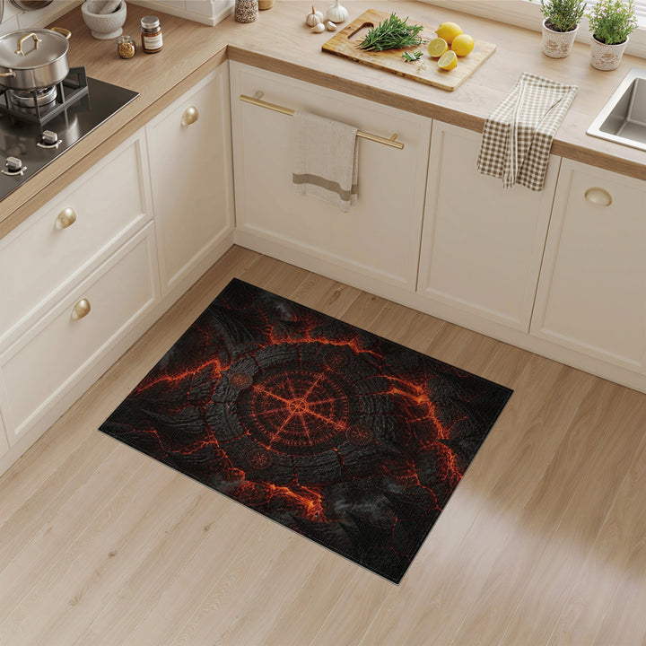 Red Geometric Rune Area Rug