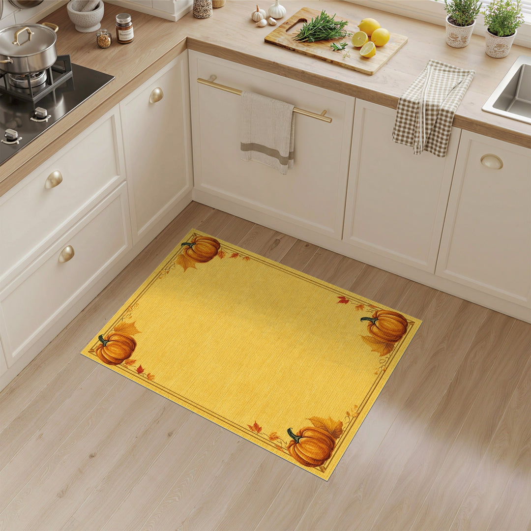 Autumn Pumpkin Yellow Area Rug