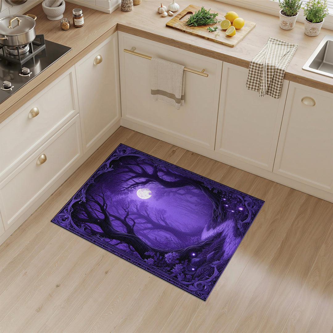 Enchanted Purple Forest Moonlit Path Area Rug