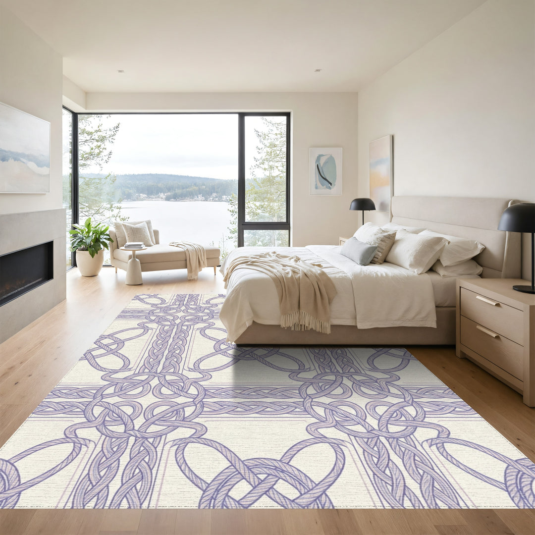 Lavender Interlaced Rope Square Rug