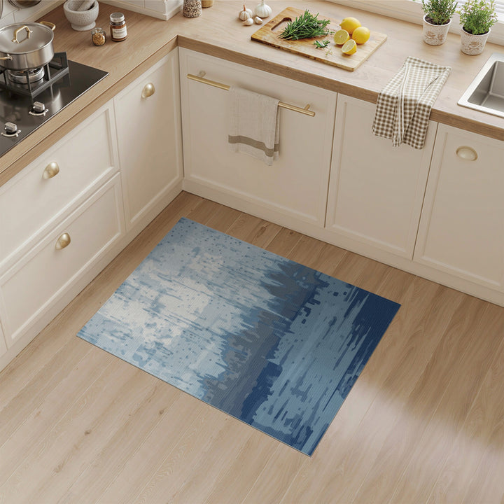 Blue Abstract Skyline Area Rug