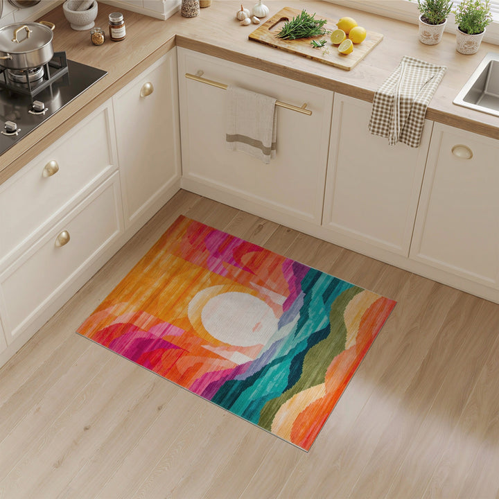 Vibrant Sunset Abstract Area Rug