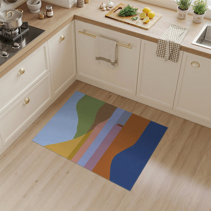 Abstract Landscape Area Rug in Earth Tones
