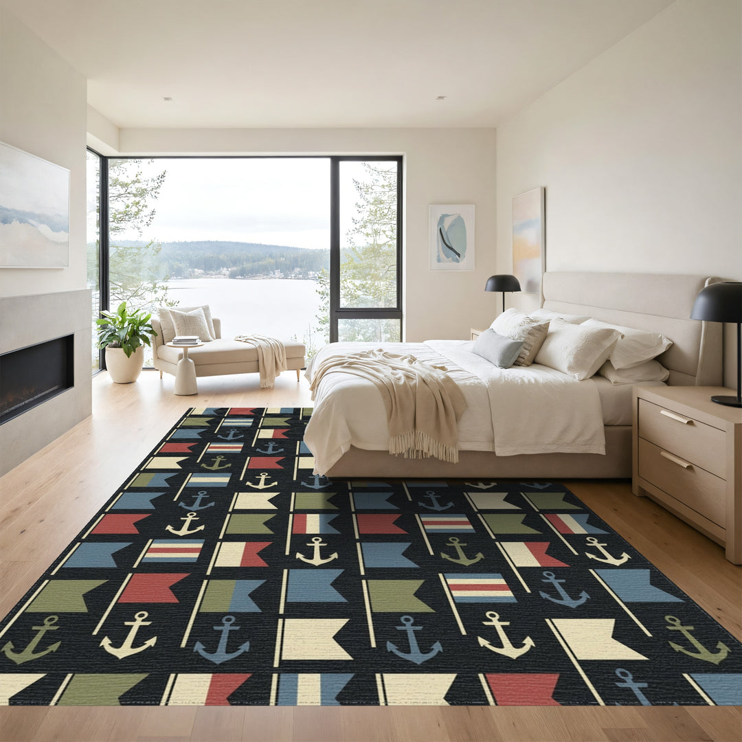 Nautical Flags and Anchors Repeat Rug