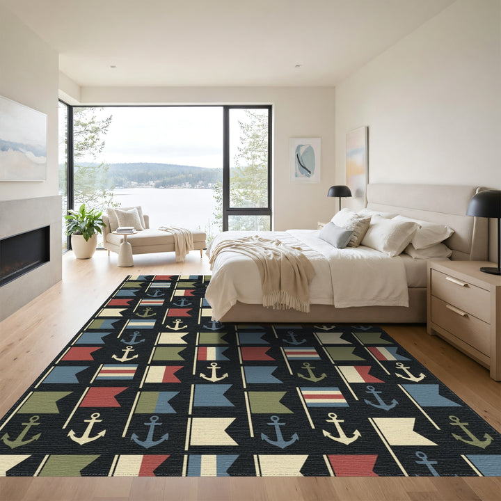 Nautical Flags and Anchors Repeat Rug