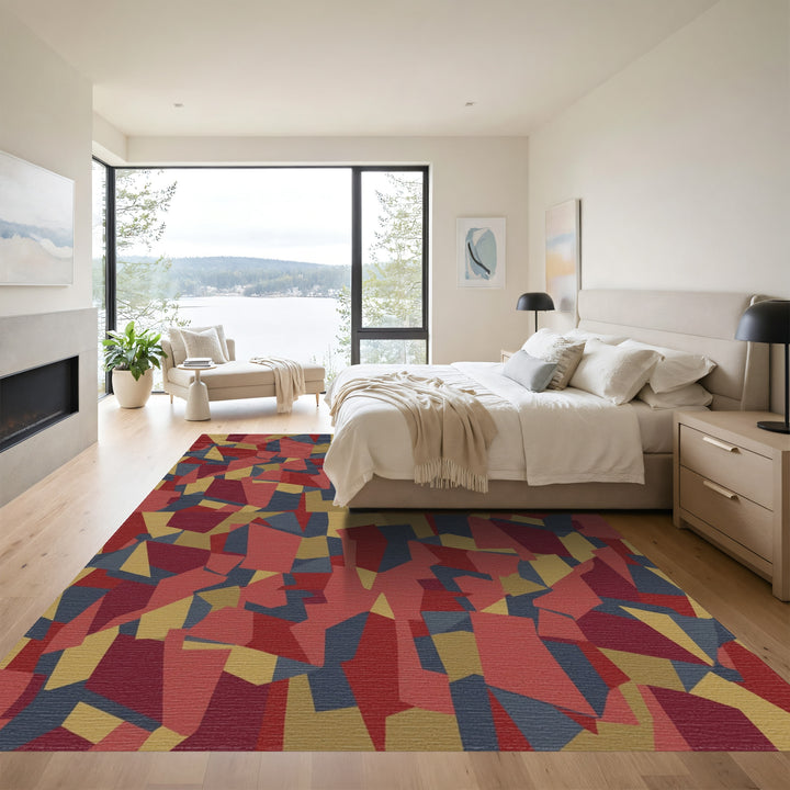 Crimson Gold Slate Abstract Terracotta Rug