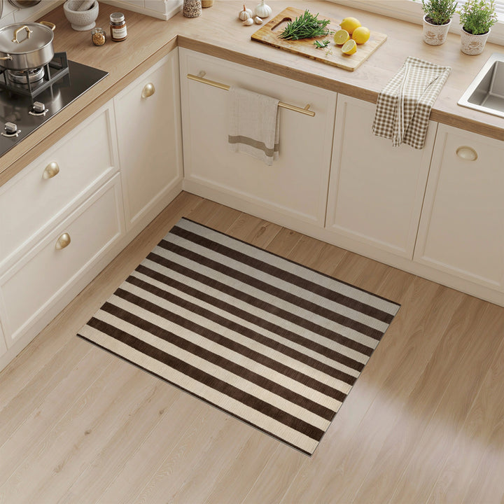 Brown and Beige Striped Area Rug