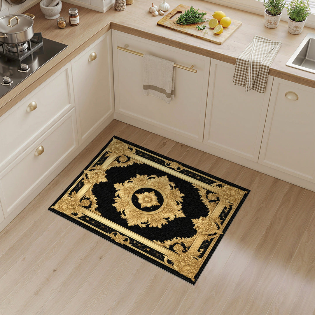 Medallion Ornate Gold Floral Medallion Area Rug