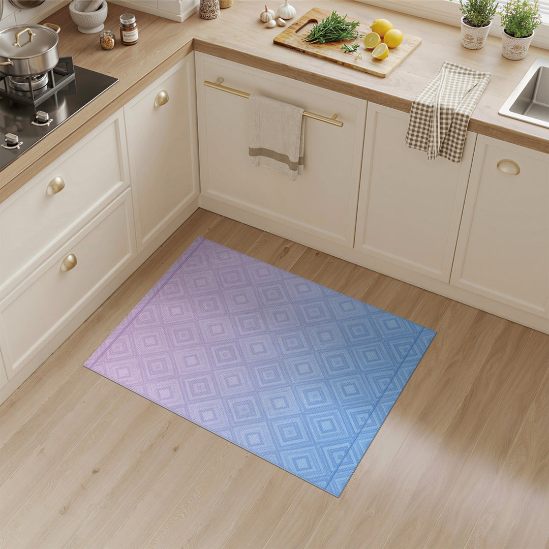 Purple Gradient Geometric Diamond Area Rug