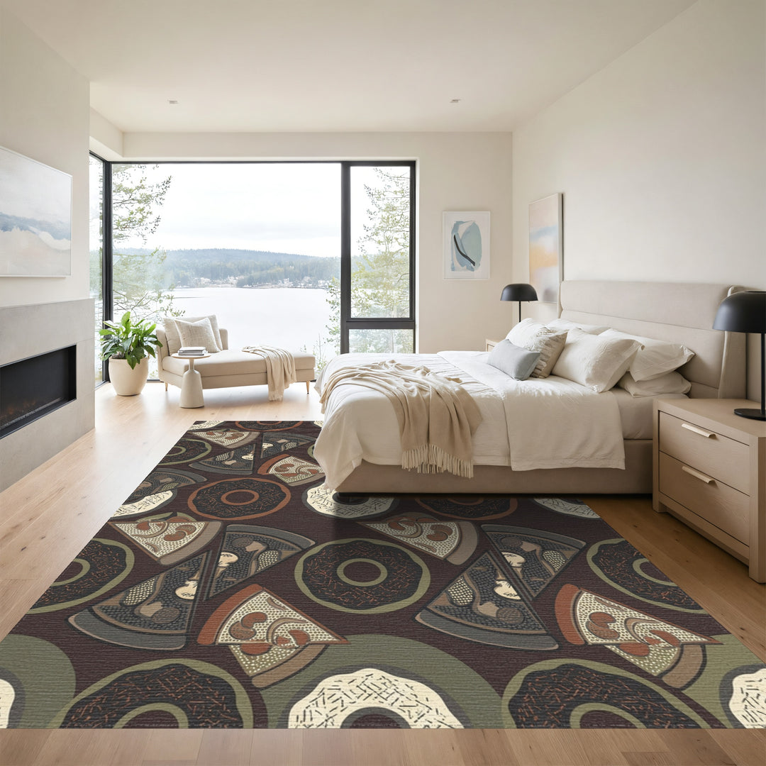 Earthy Donut Pizza Slices Collection Rug