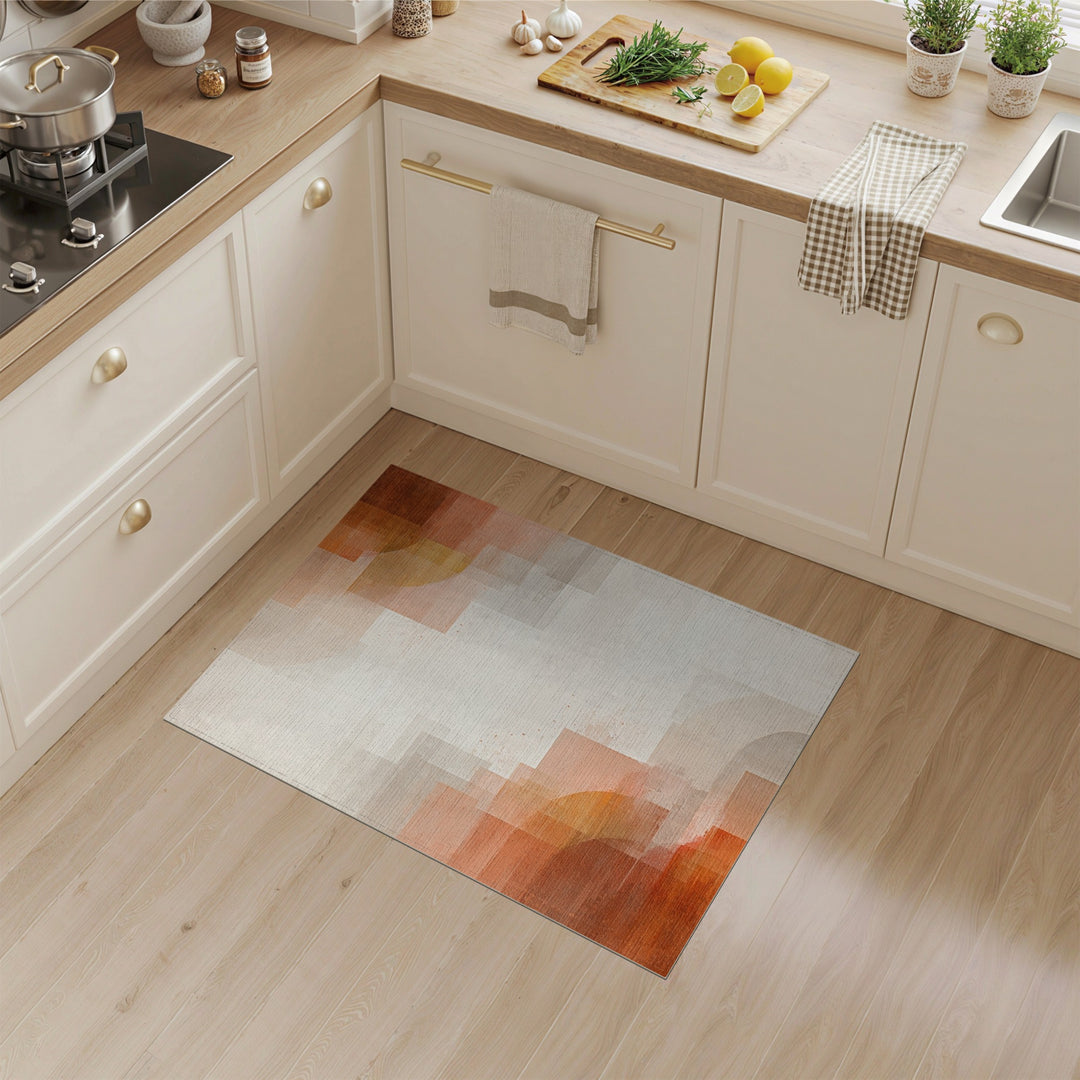Modern Orange Abstract Area Rug