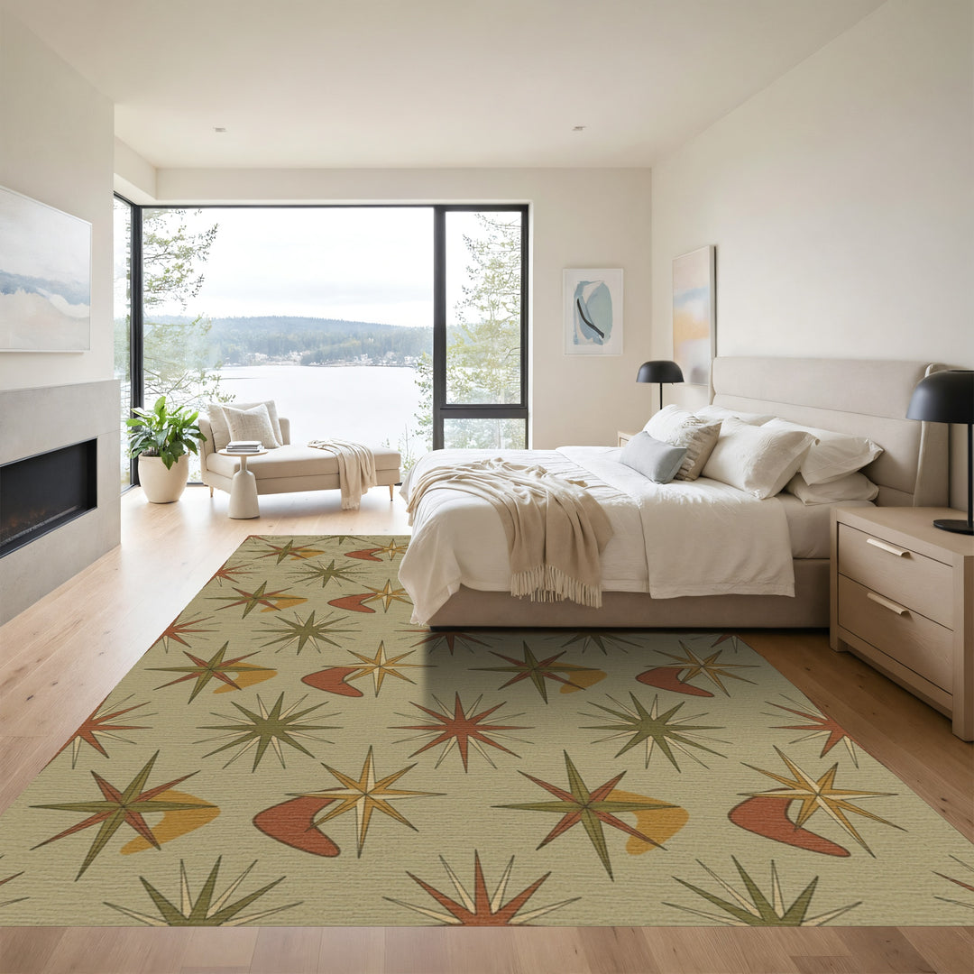 Mid Century Atomic Starburst Boomerang Rug