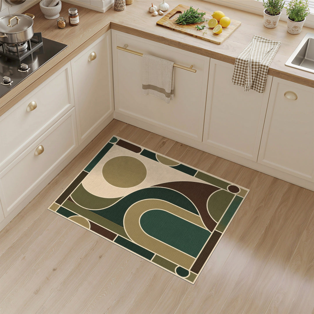 Green Geometric Arch Area Rug