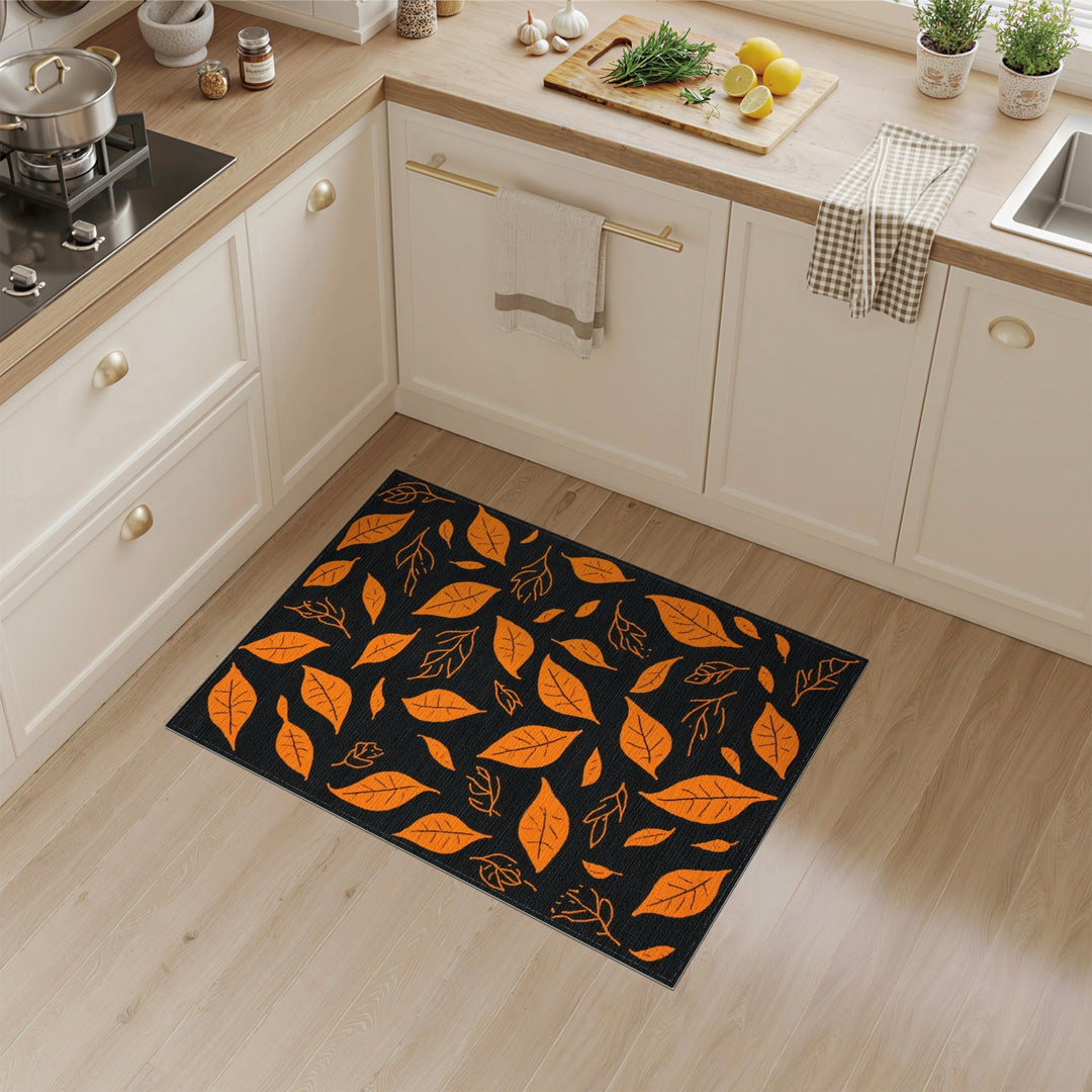 Orange Leaf Botanical Area Rug