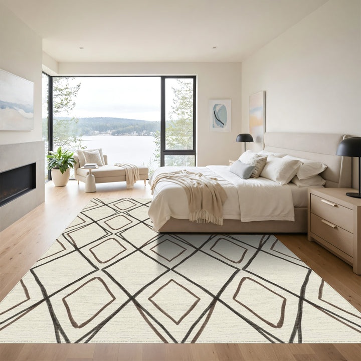 Earthy Diamond Lattice Geometric Rug