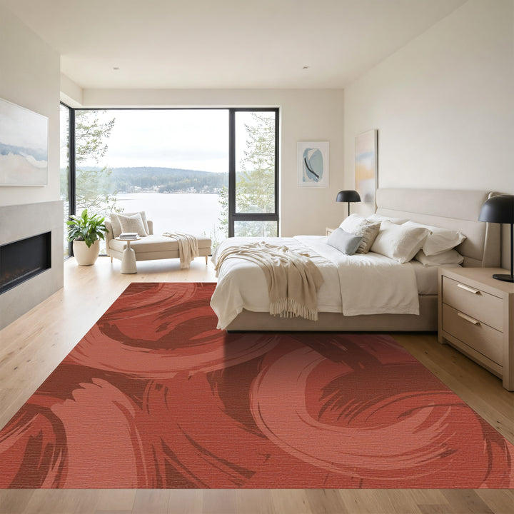 Terra Cotta Stroke Swirls Rug