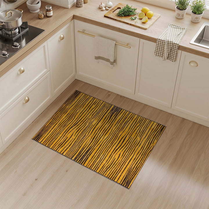 Yellow Wave Stripe Area Rug