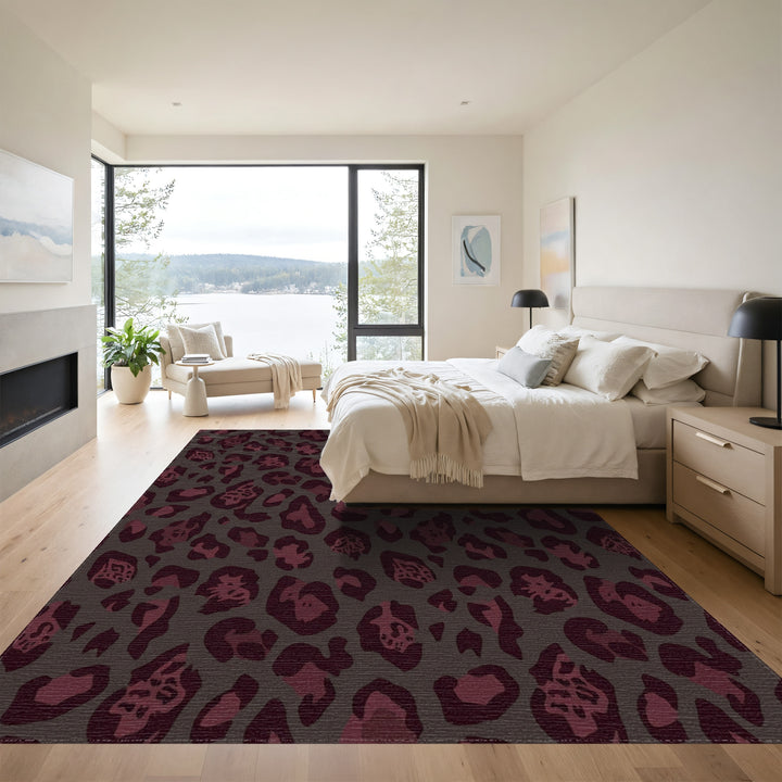Deep Burgundy Leopard Spot Rug