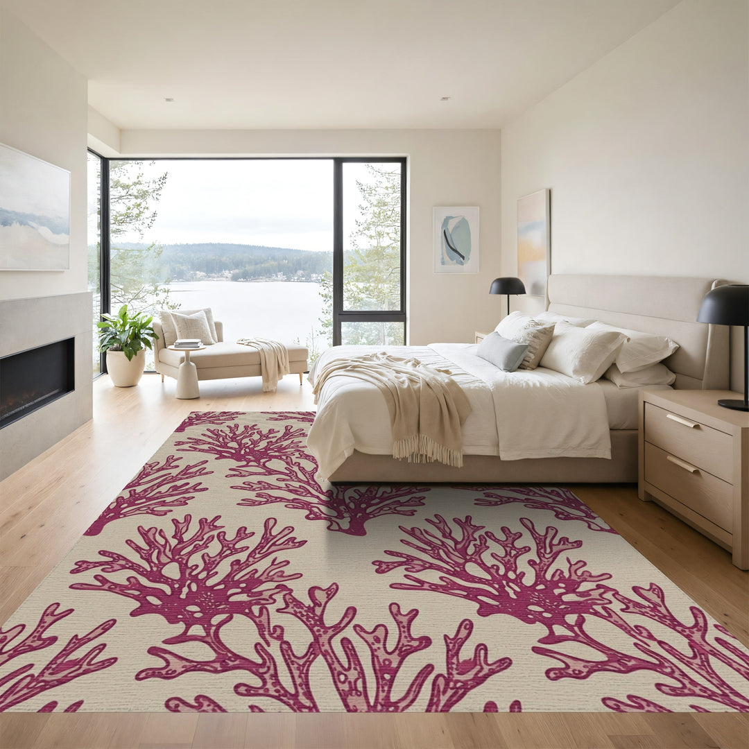 Crimson Coral Branch Repeats Rug