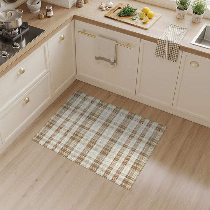 Brown and Tan Brown Tan Plaid Washable Area Rug