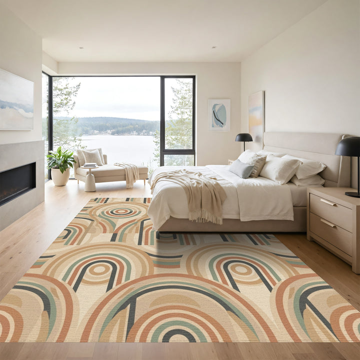 Retro Earth Tones Arch Rainbow Rug