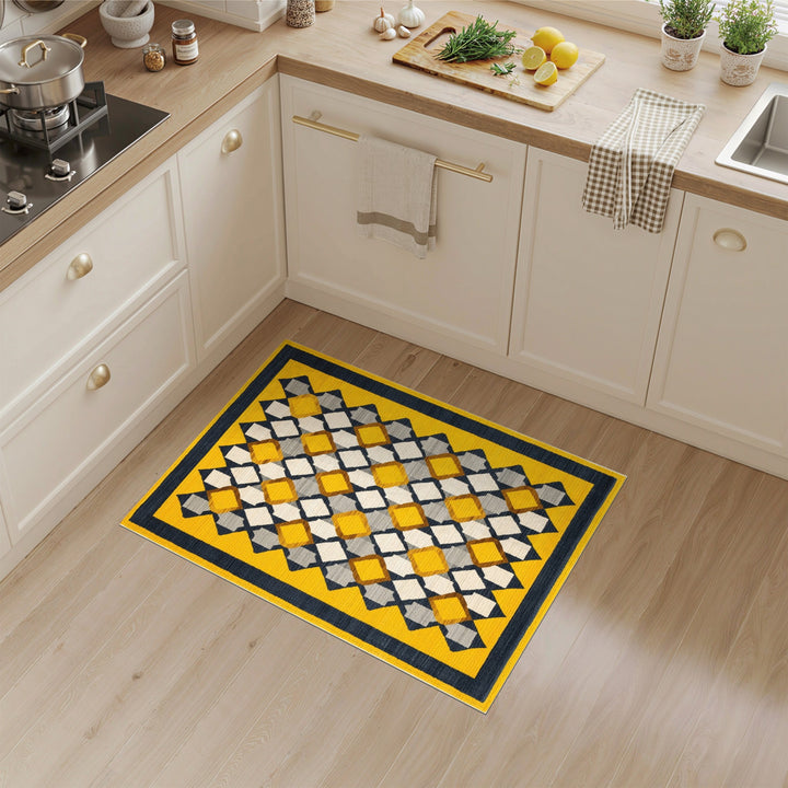 Geometric Modern Yellow Geometric Diamond Area Rug